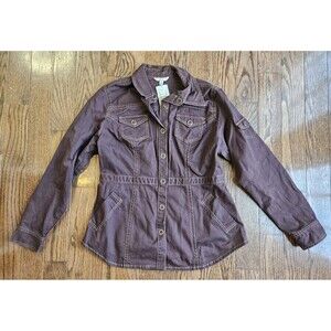 CAbi #162 Halftime Safari Raisin Brown  Denim Jacket Sz Large NEW NWT
